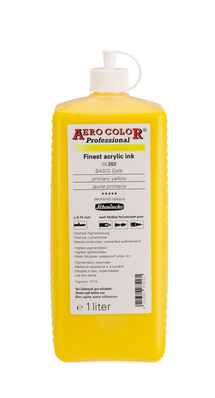 Akrylový inkoust Schmincke AERO COLOR Professional 1 l – 202 Primární žlutá