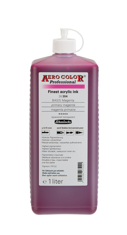 Akrylový inkoust Schmincke AERO COLOR Professional 1 l – 304 Primární purpurová