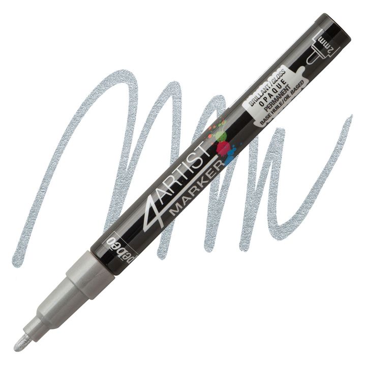 4ARTIST MARKER Pébéo na olejové bázi 2mm – strieborná