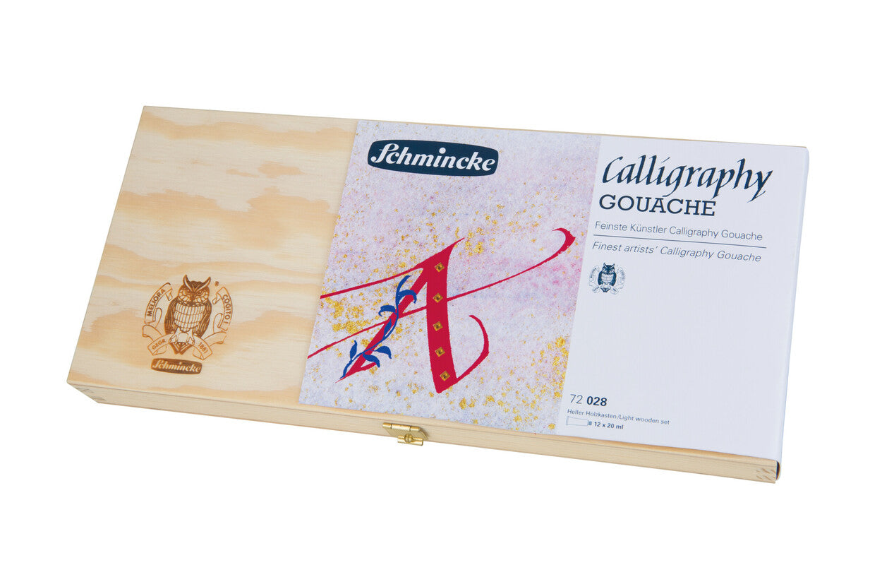 Dřevěný set kvašových barev Schmincke Calligraphy Gouache, 12 x 20 ml