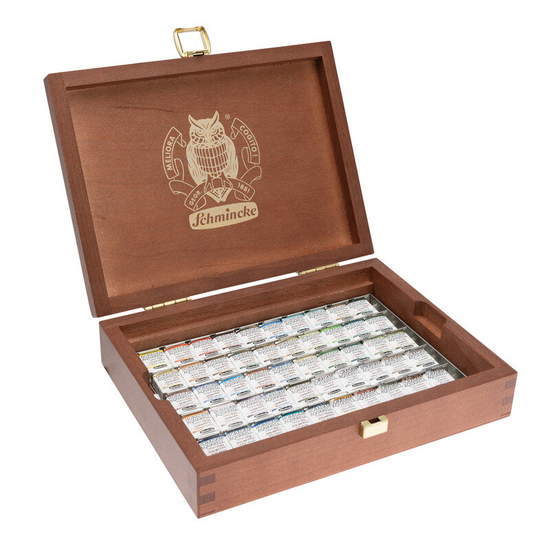 Dřevěný set akvarelových barev Schmincke HORADAM Super Granulation – 50 x 1/2 pánvička