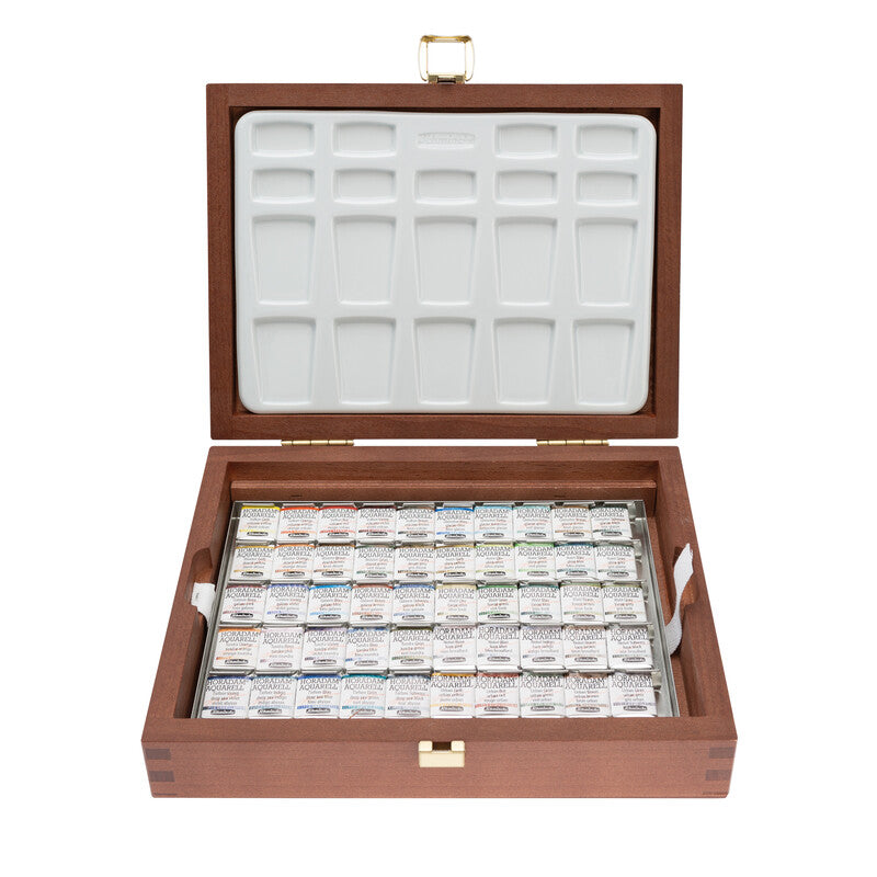 Dřevěný set akvarelových barev Schmincke HORADAM Super Granulation – 50 x 1/2 pánvička