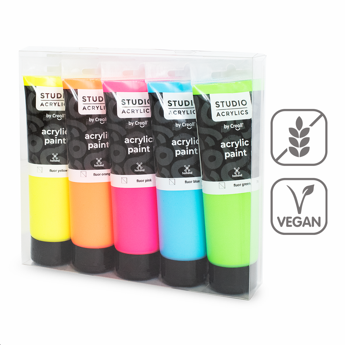 Creall sada akrylových barev Studio acrylics, 5 120 ml, mix – fluorescenčních ×