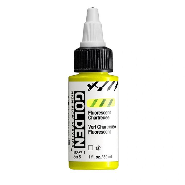 GOLDEN Fluorescenční akrylová barva s vysokým průtokem 30 ml – 8567 Chartreuse