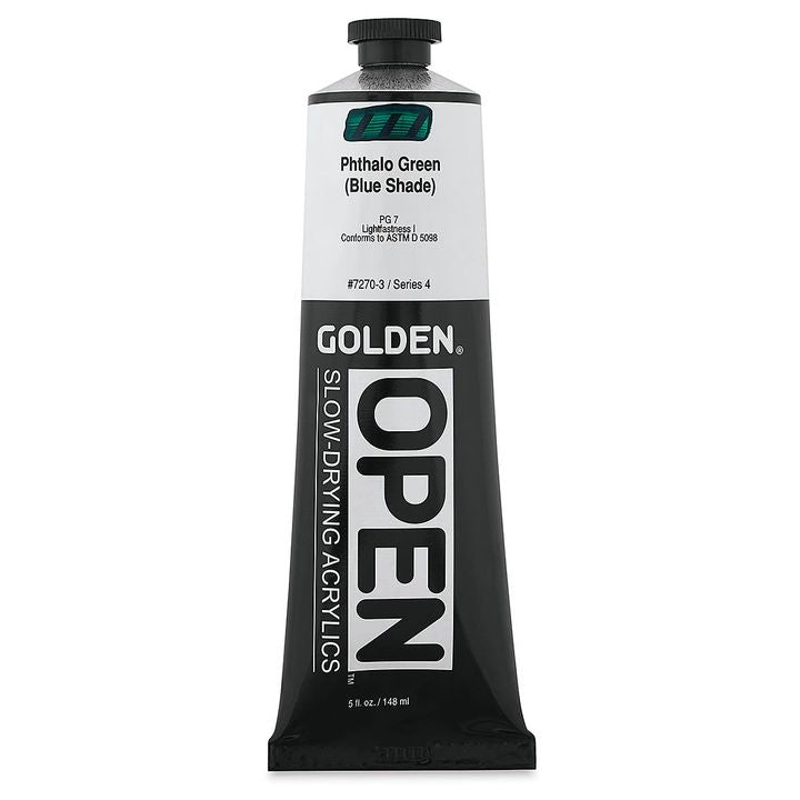GOLDEN OPEN Pomalu schnoucí akrylová barva 148 ml – 7270 ftalocyaninová zelená (modrý odstín)