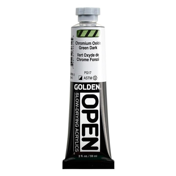 GOLDEN OPEN Pomalu schnoucí akrylová barva 59 ml – 7061 Oxid chromitý Zelená Tmavá
