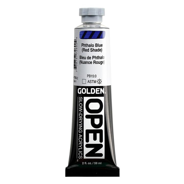 GOLDEN OPEN Pomalu schnoucí akrylová barva 59 ml – 7260 ftalocyaninová modř (červený odstín)
