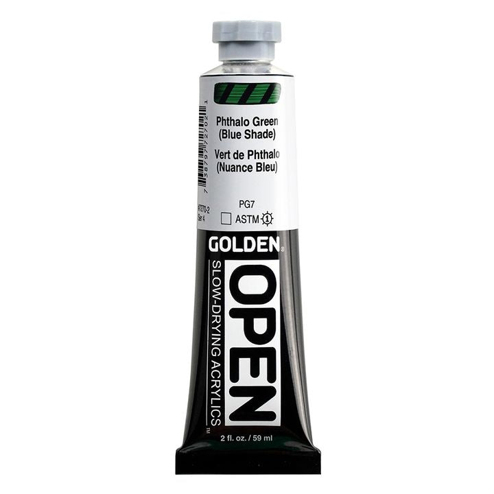 GOLDEN OPEN Pomalu schnoucí akrylová barva 59 ml – 7270 ftalocyaninová zelená (modrý odstín)