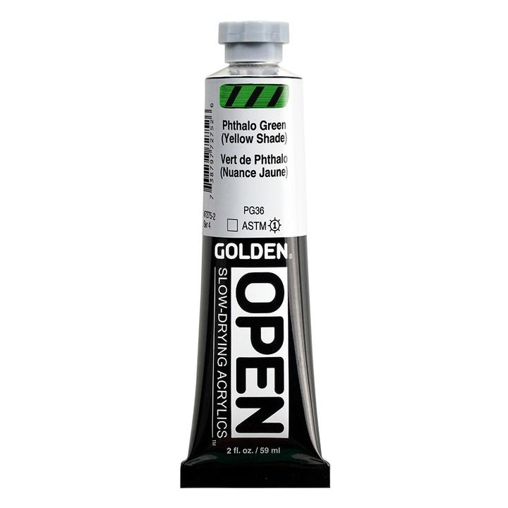 GOLDEN OPEN Pomalu schnoucí akrylová barva 59 ml – 7275 ftalocyaninová zelená (žlutý odstín)