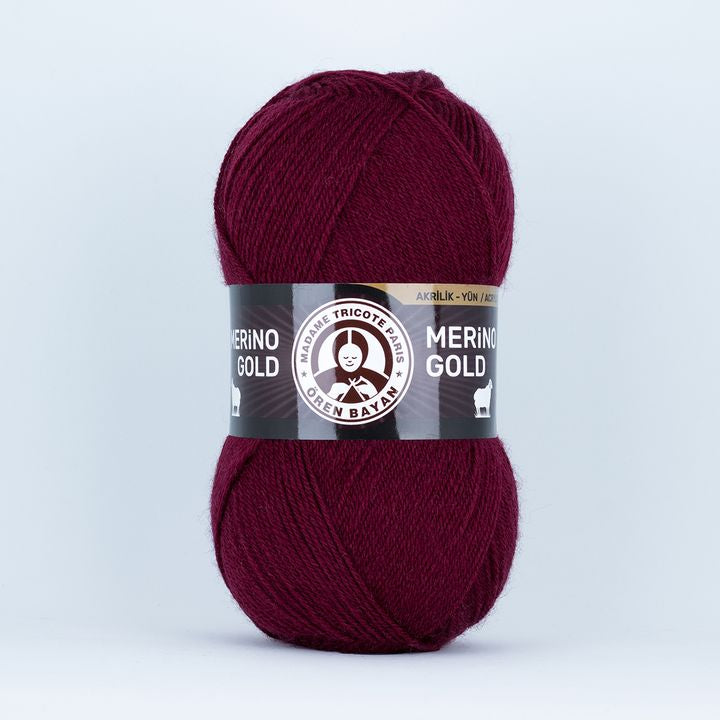 Pletací příze Madame Tricote Paris Merino Gold 100 g – bordová