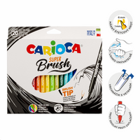 Carioca Brush fixy se štětcovým hrotem, 20 ks, mix barev