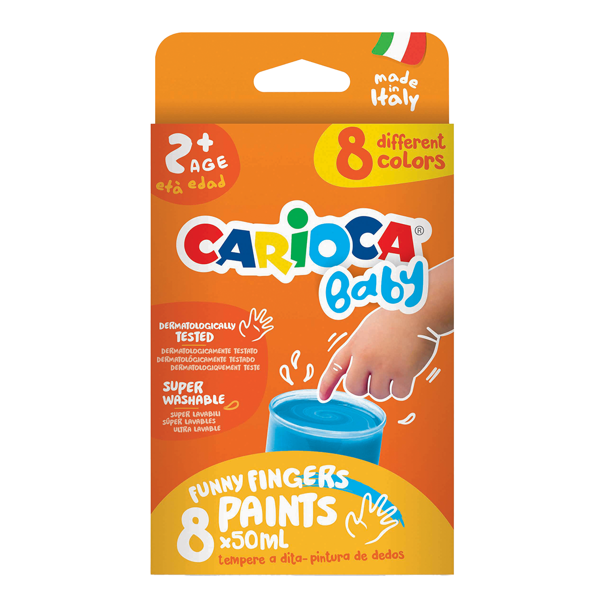 Prstové barvy Carioca Baby 2+, 8 × 50 ml