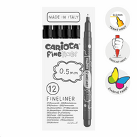 Jemné linery Carioca Fineliner 0,5 mm – 12 ks – černý