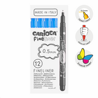 Jemné linery Carioca Fineliner 0,5 mm – 12 ks – světle modrý