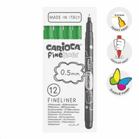 Jemné linery Carioca Fineliner 0,5 mm – 12 ks – zelený