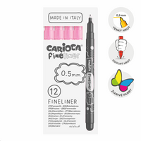 Jemné linery Carioca Fineliner 0,5 mm – 12 ks – lososový