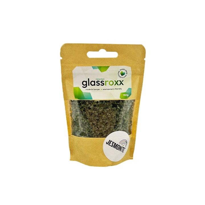 Skleněný granulát Glassroxx Jesmonite 150g – Stříbrnošedá