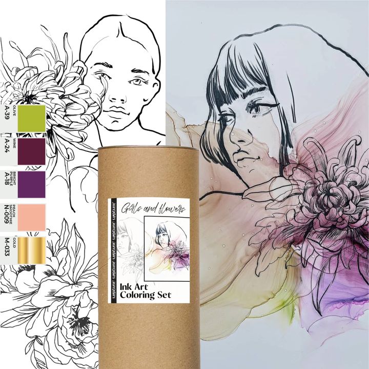 Inkoustová sada KAMENSKAYA 'GIRLS AND FLOWERS'
