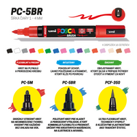Posca akrylový popisovač PC-5BR, 1 - 4 mm, bílá