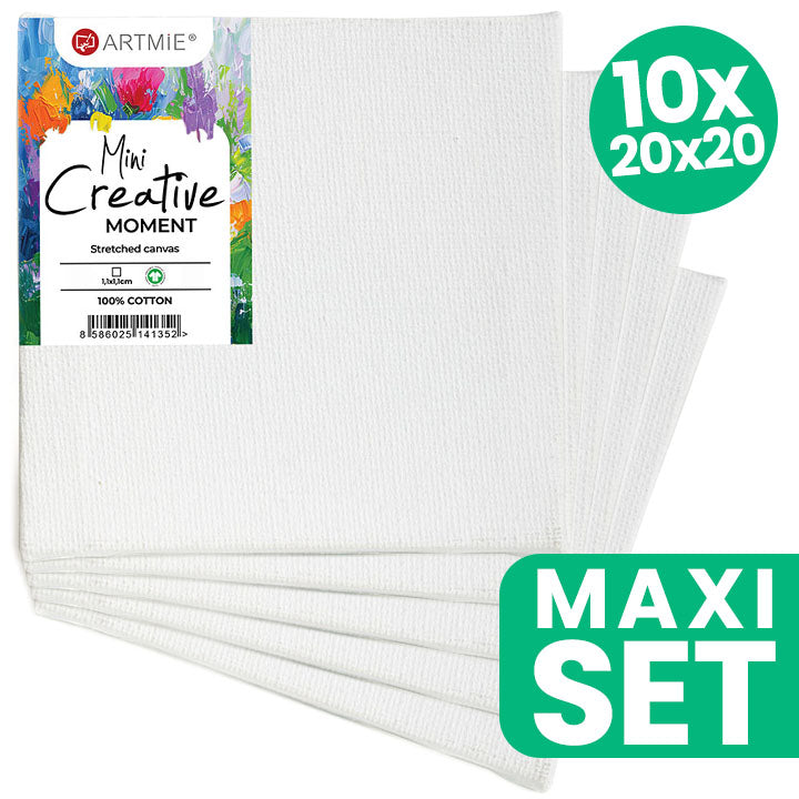 Sada miniaturních pláten pro hobby malování ARTMIE - 10 dílů - 20x20 cm