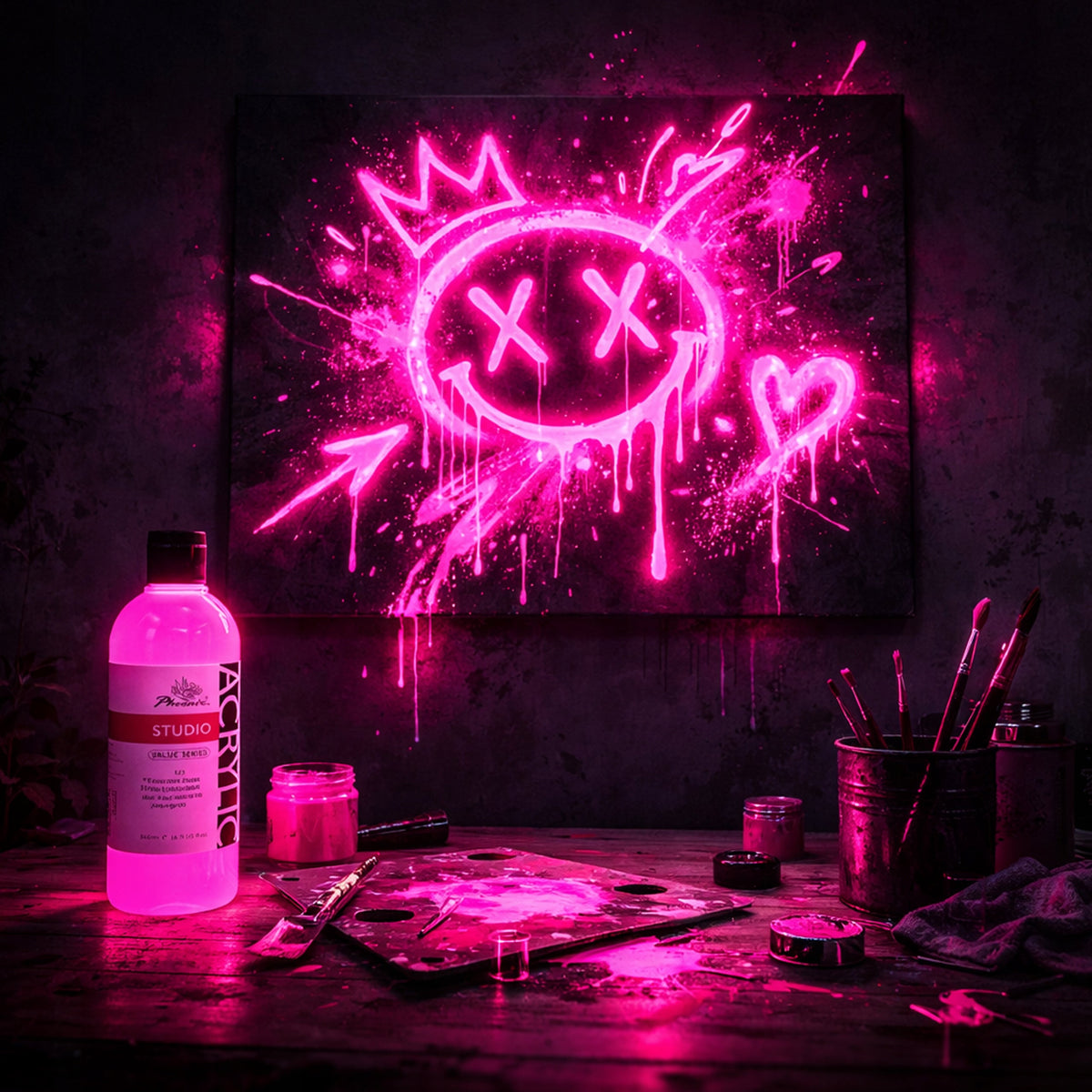 Akrylová barva fluorescenční Phoenix 157 Fluorescenční růžová 500 ml