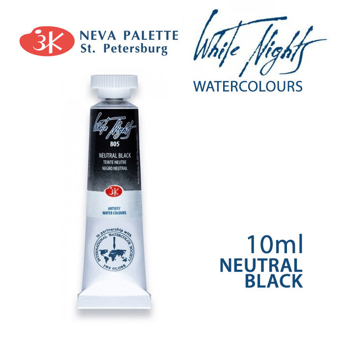 Akvarelová barva White Nights 10 ml - Neutrální čerň