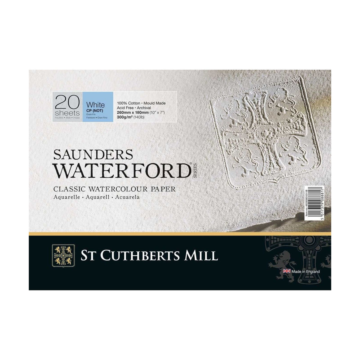 Akvarelový blok CANSON St Cuthberts Saunders Waterford CP bílý 300 g/m² 20 listů – 26 – 51 cm