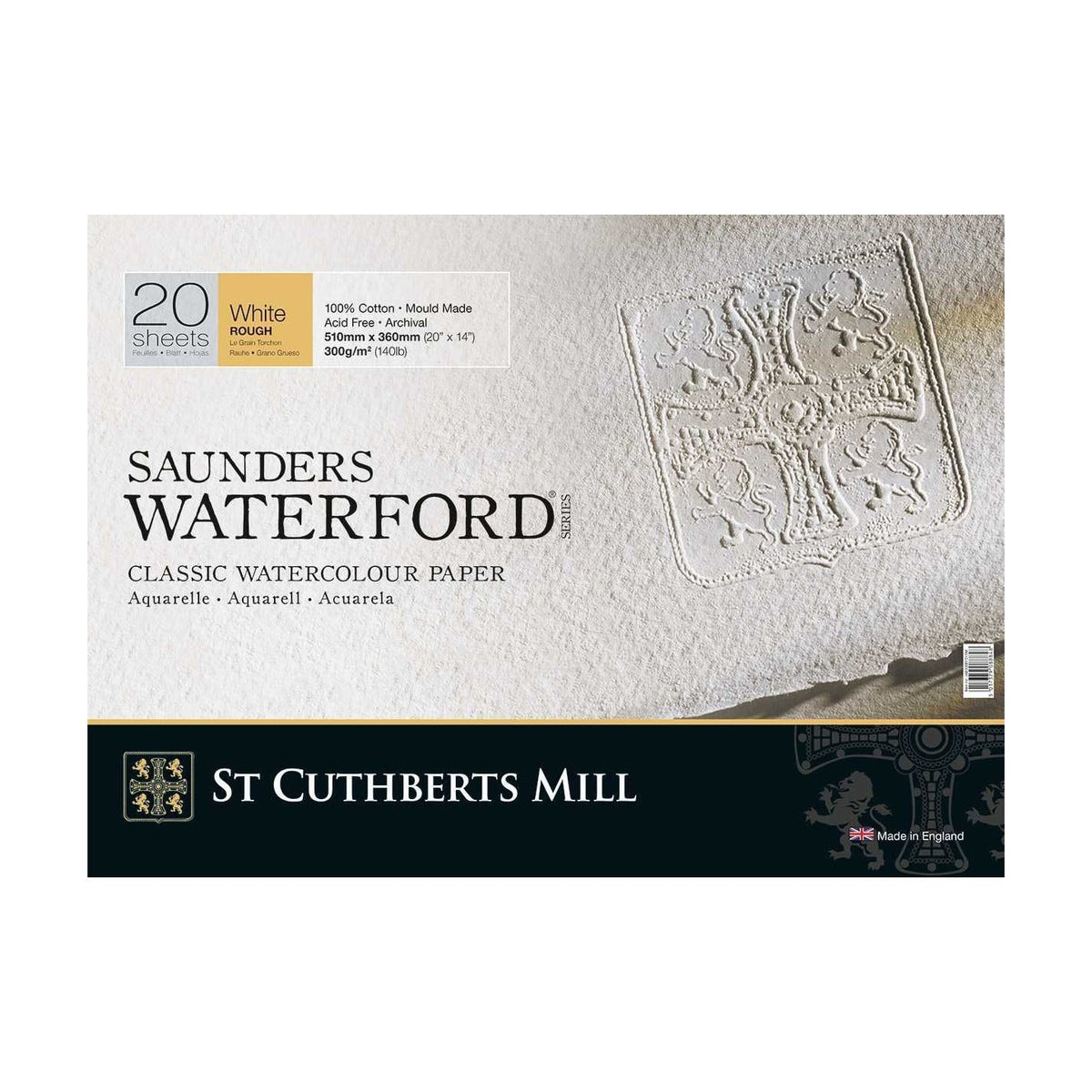 Akvarelový blok CANSON St Cuthberts Saunders Waterford Rough 300 g/m² 26 × 51 cm – 20 listů