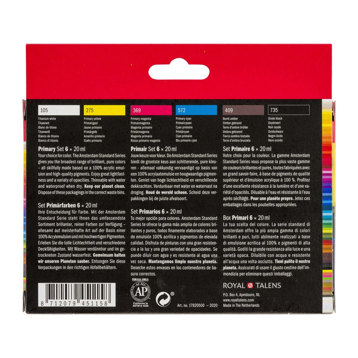 ROYAL TALENS Amsterdam sada akrylových barev Primary 6 x 20 ml