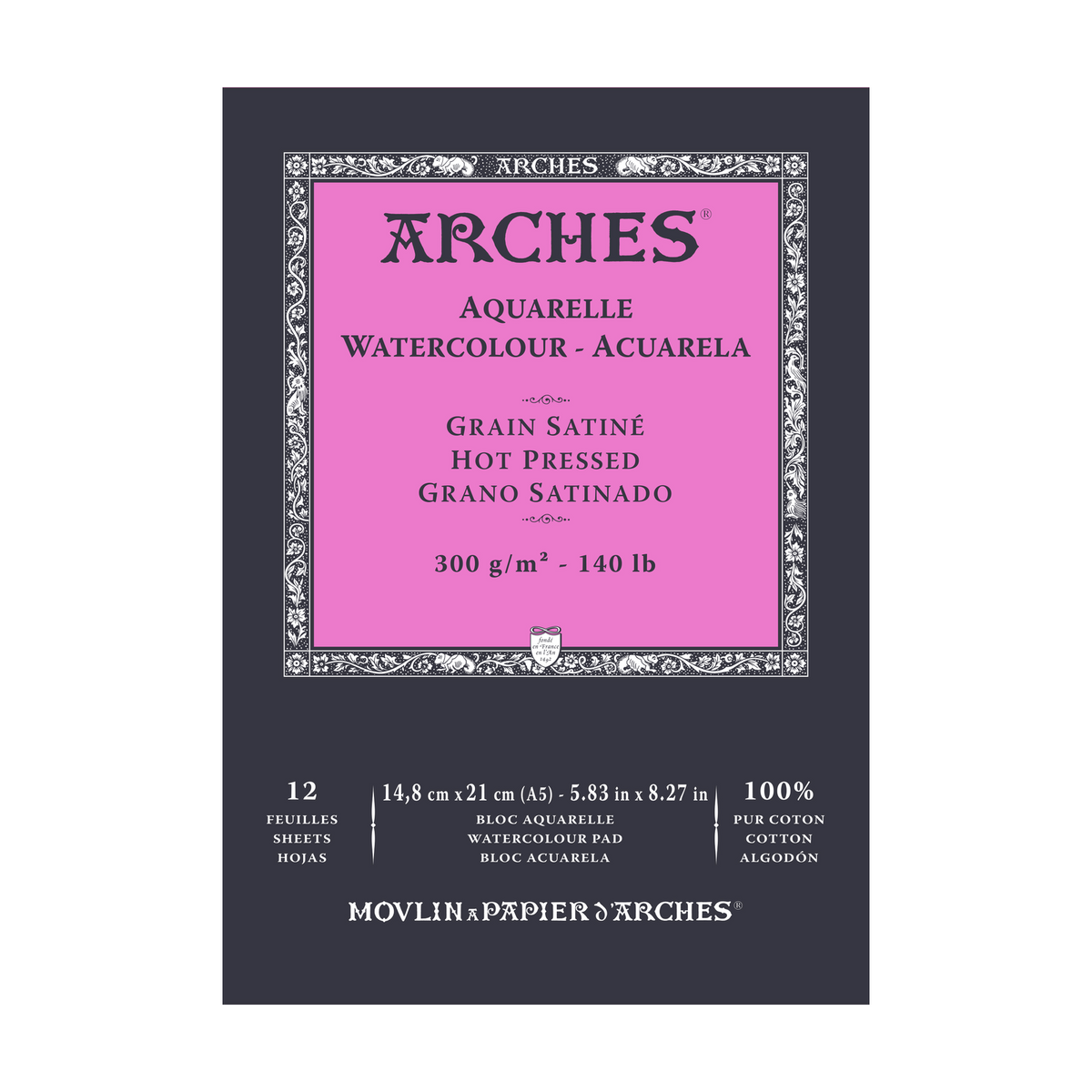 ARCHES akvarelový blok hladký HP přírodní bílá 300 g/m² A5 – A3 - 12 listů