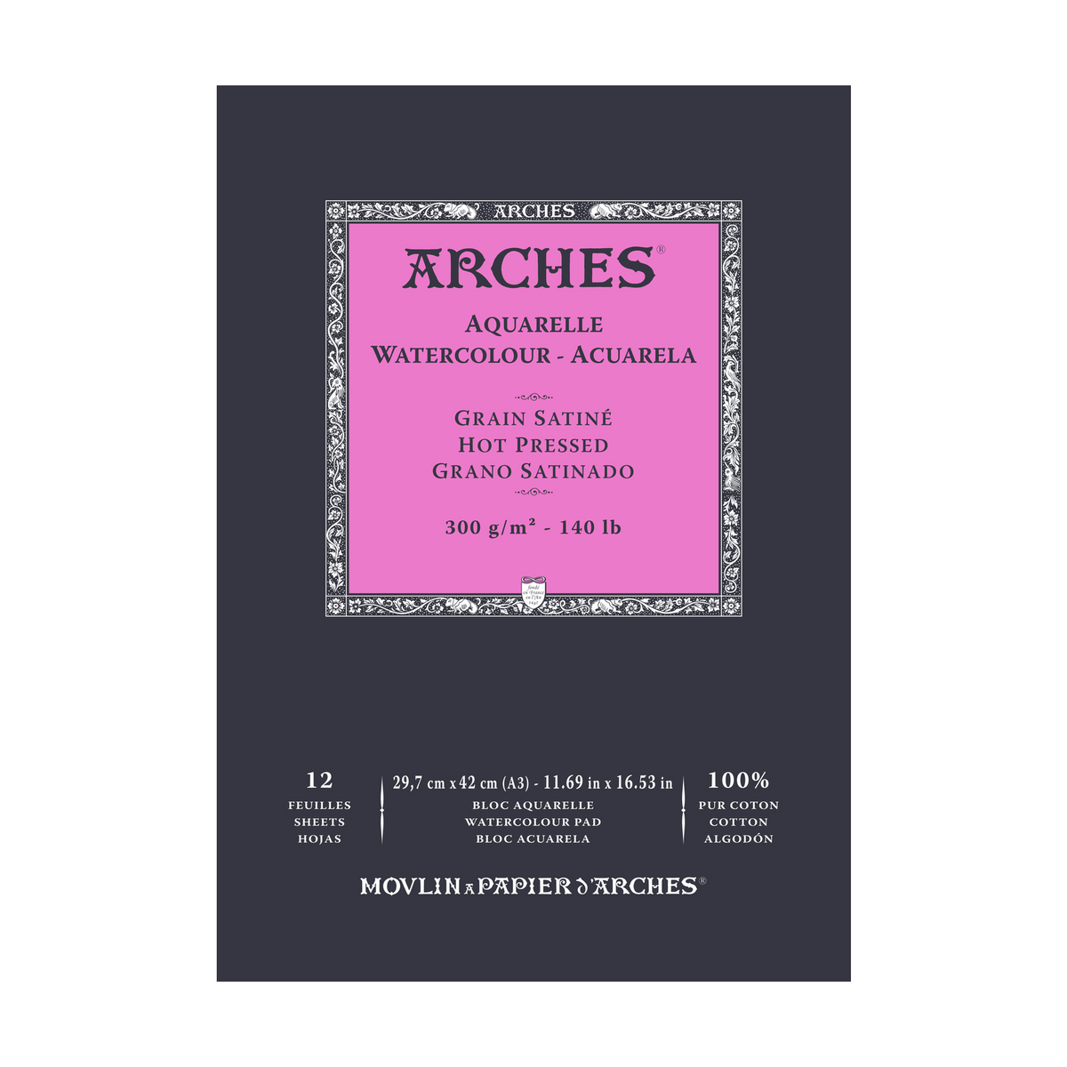 ARCHES akvarelový blok hladký HP přírodní bílá 300 g/m² A5 – A3 - 12 listů