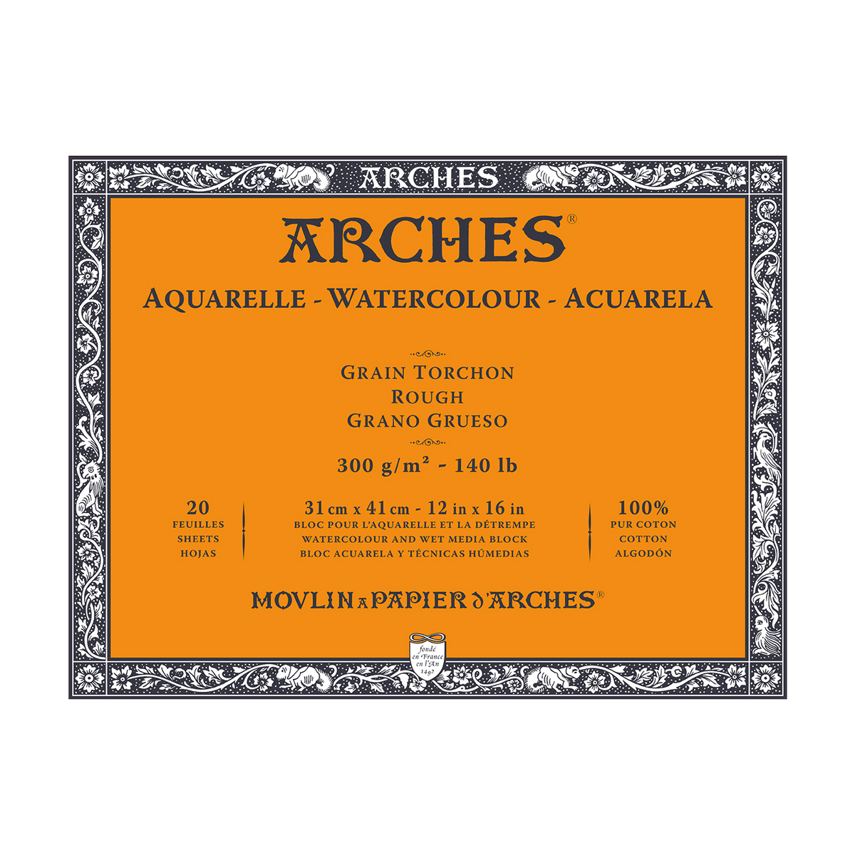 ARCHES akvarelový blok Rough přírodní bílá 300 g/m² 10 – 31 cm - 20 listů