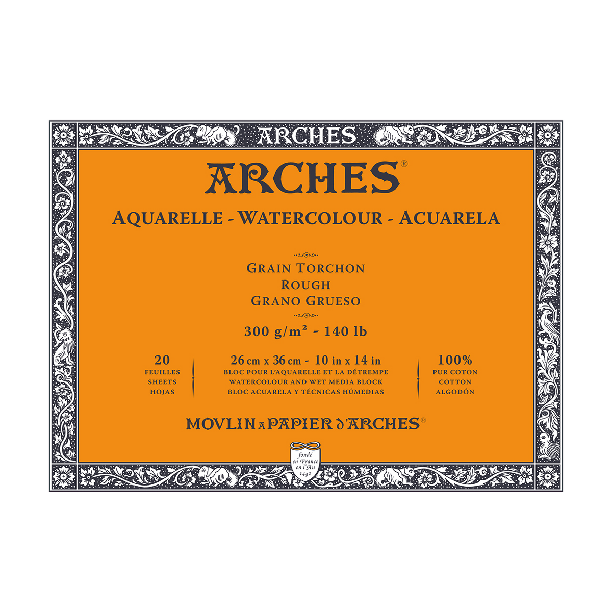 ARCHES akvarelový blok Rough přírodní bílá 300 g/m² 10 – 31 cm - 20 listů
