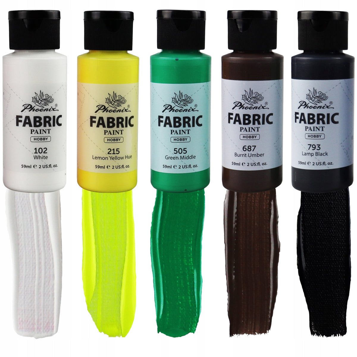 Barvy na textil Phoenix, sada 12–24 x 59 ml