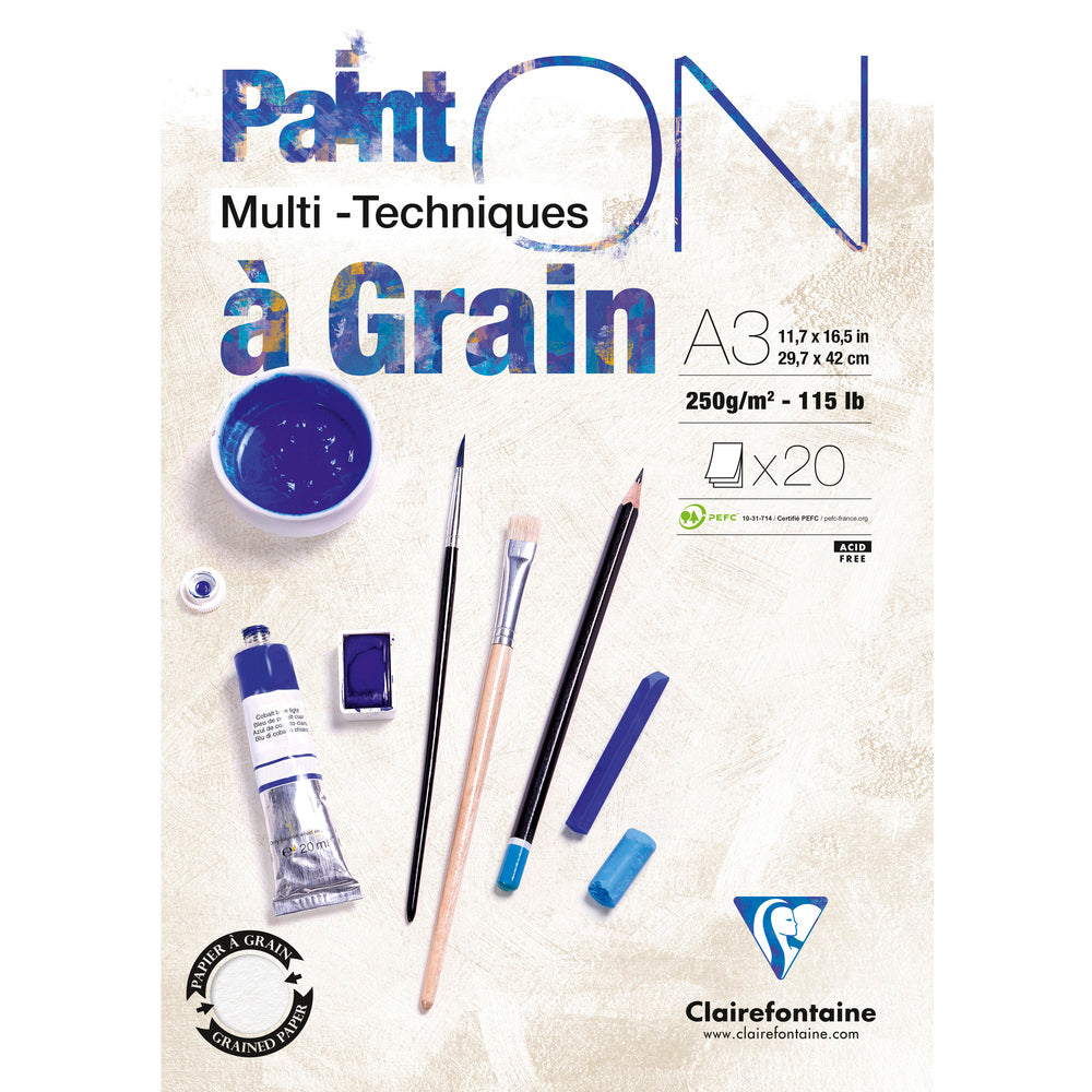 Blok na mixed media CLAIREFONTAINE Paint'On a grain 250 g – 20 listů
