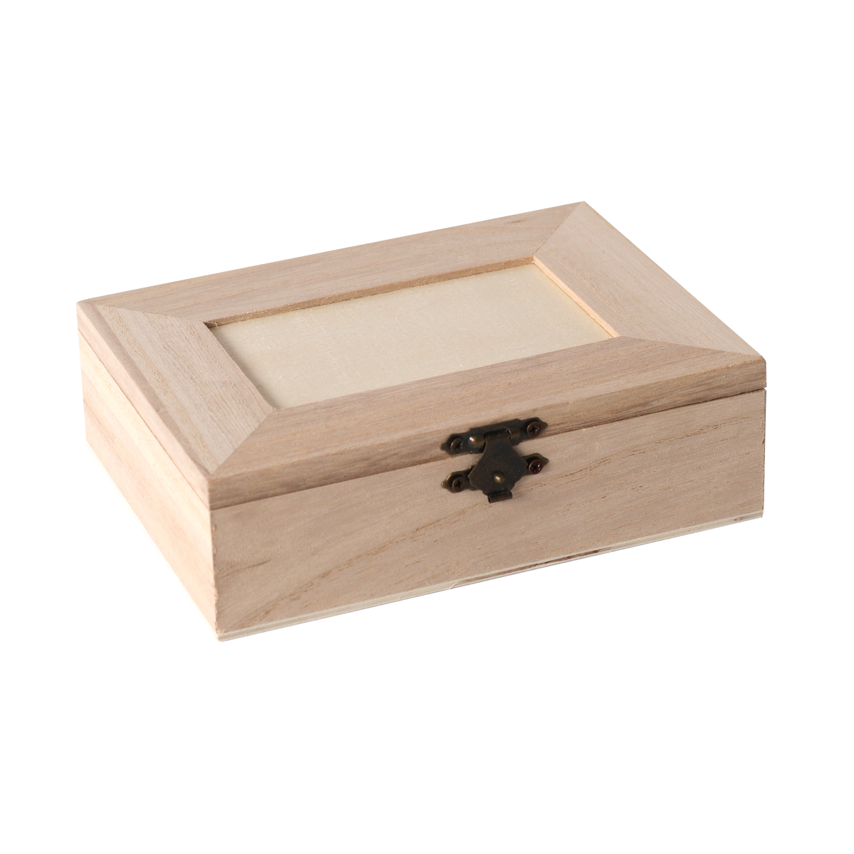 Dřevěná krabička se 4 přihrádkami 14 x 10 x 3,5 cm – a zrcátko uvnitř