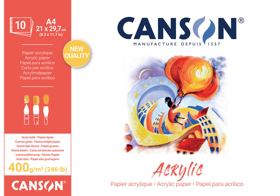 Canson akrylový blok CP Natural White 400 g/m² - 10 listů, 24 x 33 cm