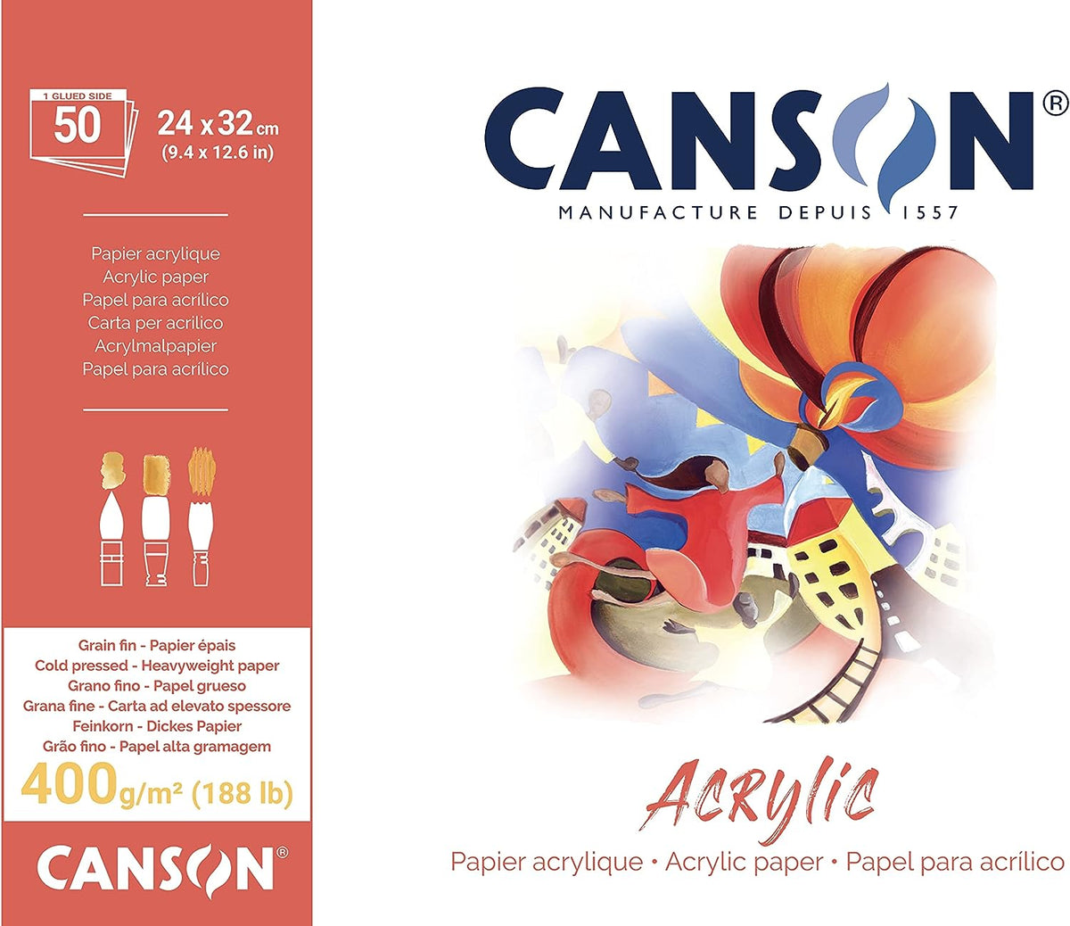Canson akrylový blok CP Natural White 400 g/m² - 50 listů, 24 x 32 cm