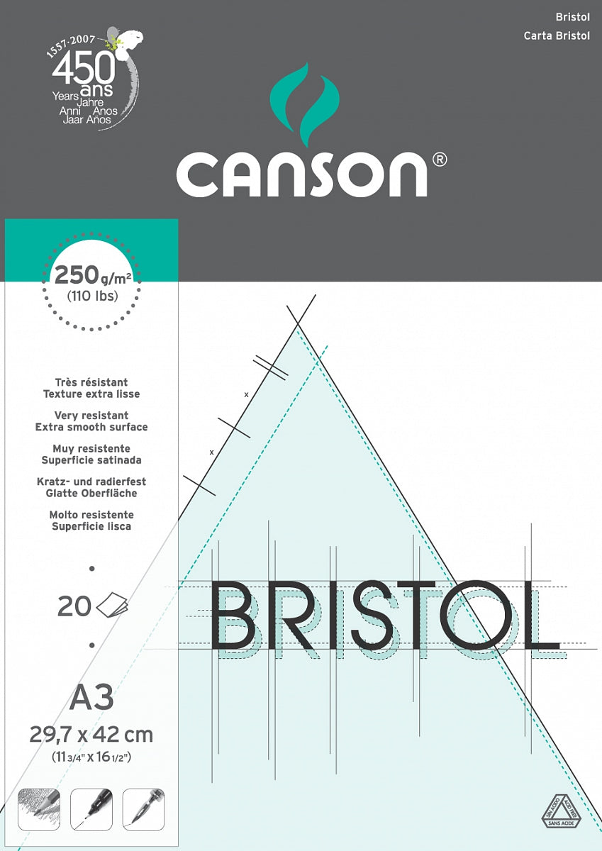 Canson Bristol kreslicí blok 250 g/m² 20L A3 lepený
