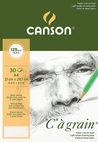 Skicák CANSON C a grain 125 g/m² - 30 listů, A4, jemnozrnný lepený