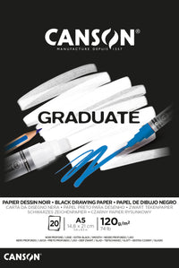 CANSON Graduate černý skicák 120 g/m² 20L A5 lepený