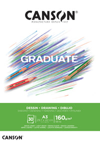 Kreslicí blok Canson Graduate Drawing White 160 g/m² - 30 listů, A3, lepený
