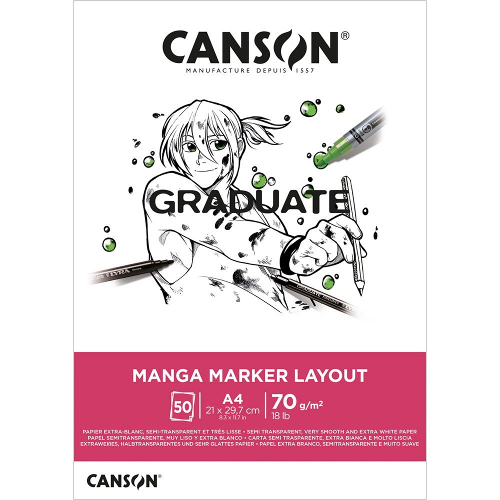 Canson Graduate Manga blok 200 g/m² - 30 listů, A4, lepený