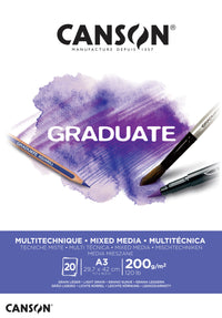 Canson Graduate Mix Media blok bílý 200 g/m² - 20 listů, A3, lepený