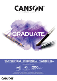 Canson Graduate Mix Media blok bílý 200 g/m² - 20 listů, A5 lepený
