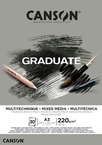 CANSON Graduate Mix Media blok šedý 220 g A3, 30 listů, lepený