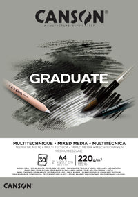 Canson Graduate Mix Media blok Grey 220 g/m² - 30 listů, A4, lepený