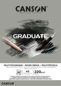 CANSON Graduate Mix Media blok šedý 220 g A5 - 30 listů lepený