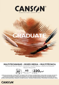 Canson Graduate Mix Media blok Natural 220 g 30 listů A5 lepený