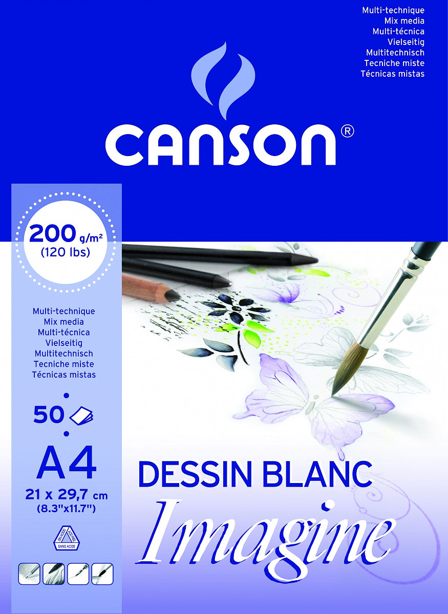 CANSON Imagine skicák 200 g/m² 50L A4 jemnozrnný lepený